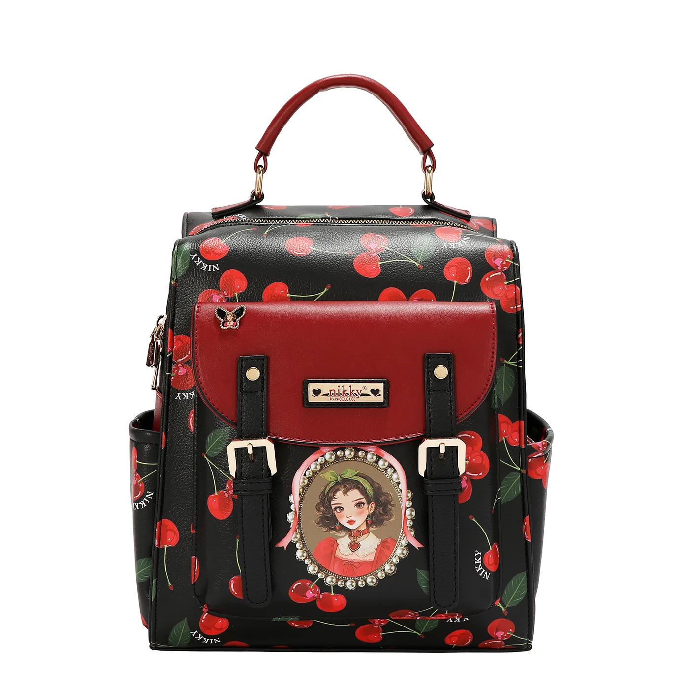 NK13114 CHERRY LIPS BLACK BACKPACK