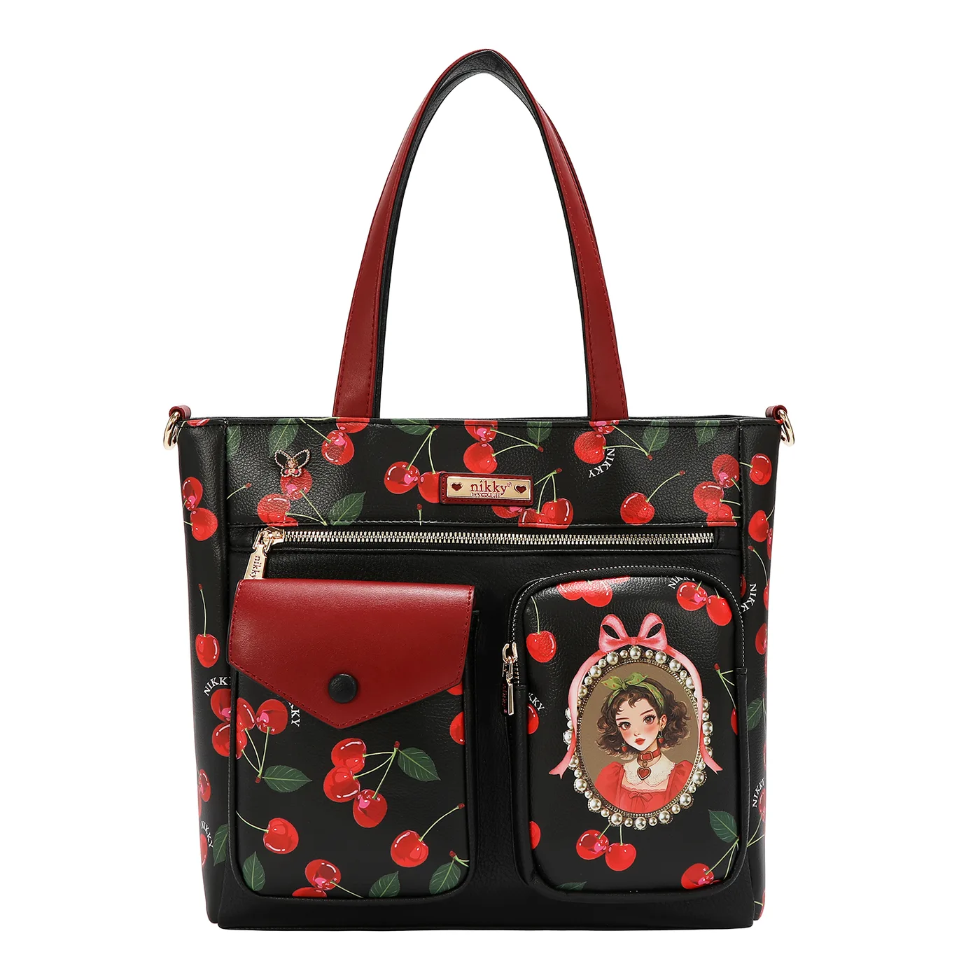 NK13115 CHERRY LIPS BLACK BOLSO TOTE