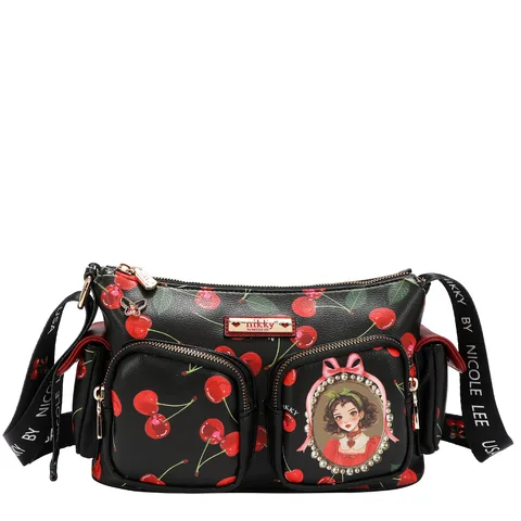 NK13116 CHERRY LIPS BLACK BOLSO CROSSBODY