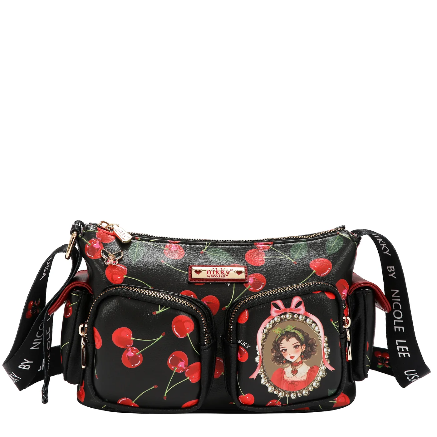 NK13116 CHERRY LIPS BLACK BOLSO CROSSBODY