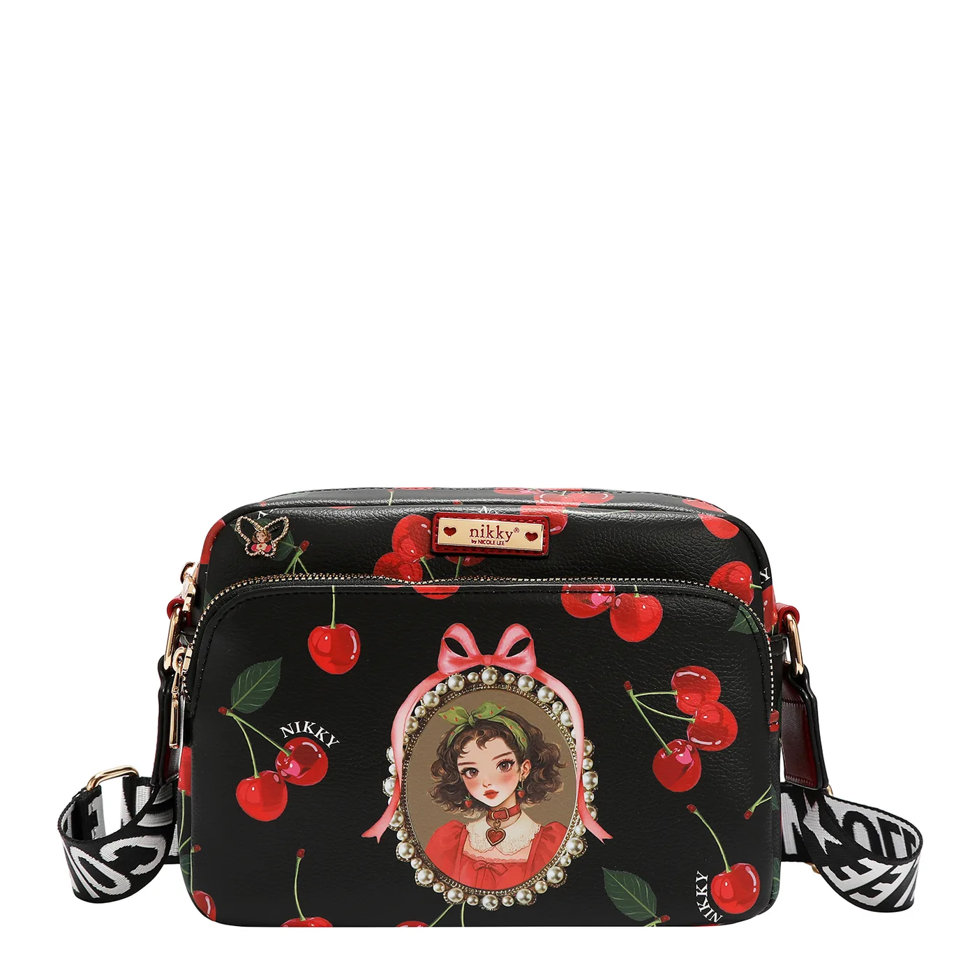 NK13118 CHERRY LIPS BLACK BOLSO BANDOLERA