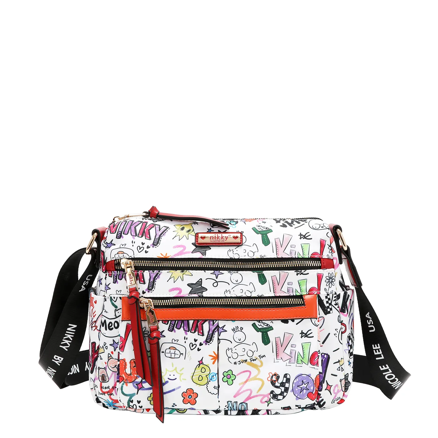NK13146 JUST FOR FUN-WHITE CROSSBODY MEDIANO CON CIERRES