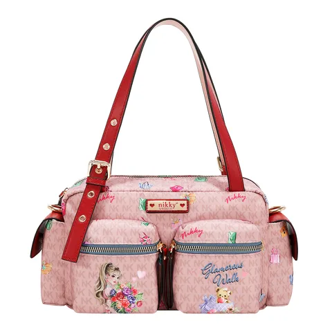 NK13230 GLAMOROUS WALK-PINK CROSSBODY CON BOLSOS LATERALES
