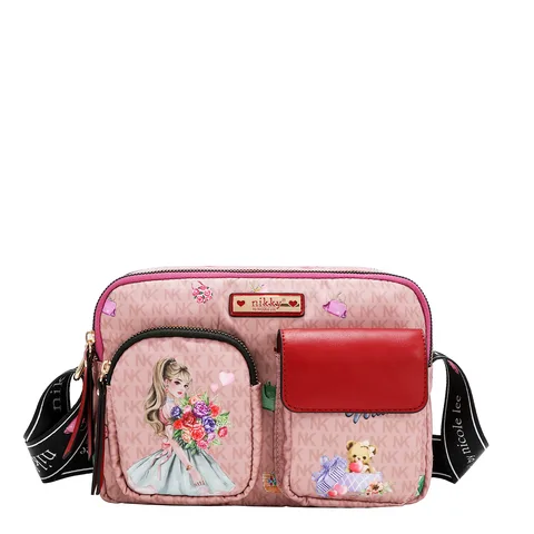 NK13232 GLAMOROUS WALK-PINK BOLSO CROSSBODY CON BOLSOS FRONTALES