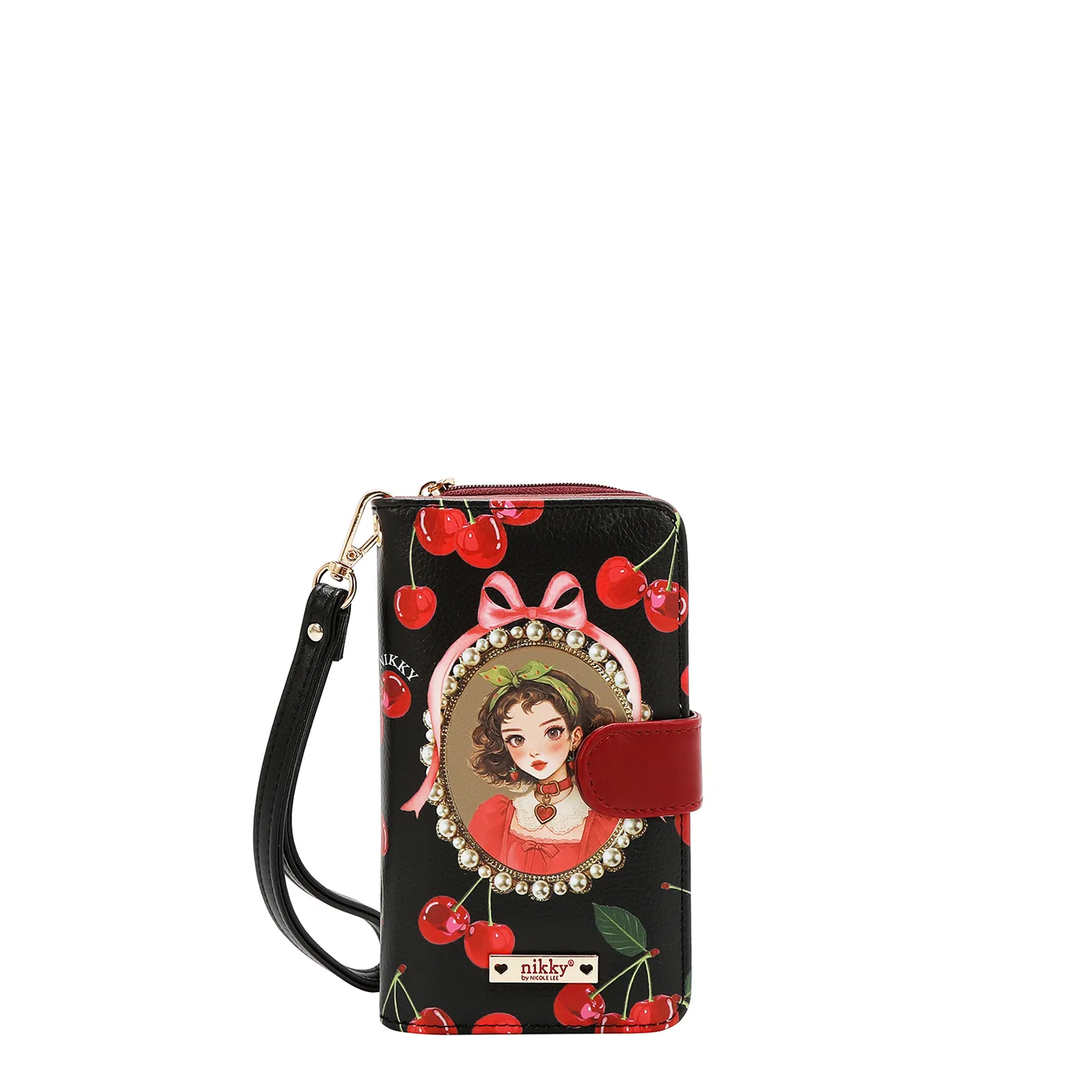 NK20303P CHERRY LIPS BLACK PORTA CELULAR CON CARTERA