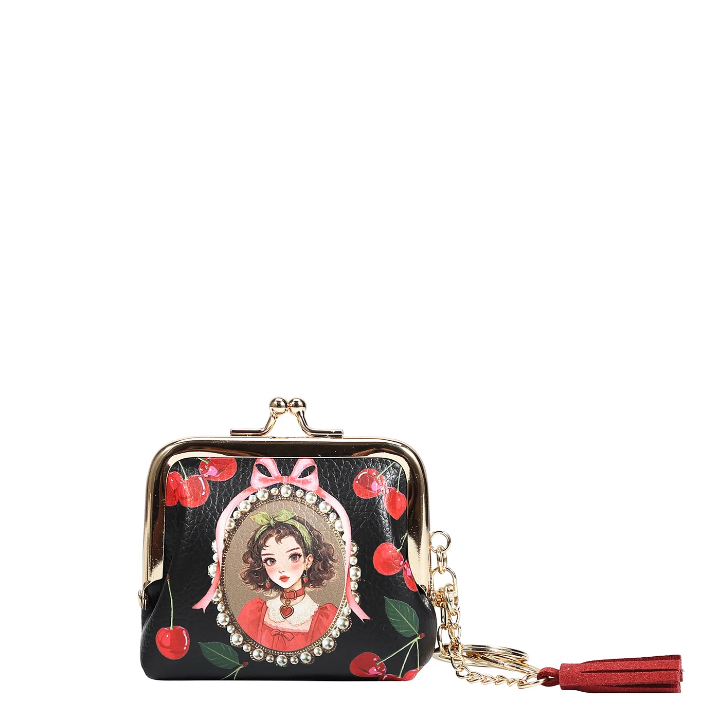 NK20342 CHERRY LIPS BLACK MINI MONEDERO DE BESO