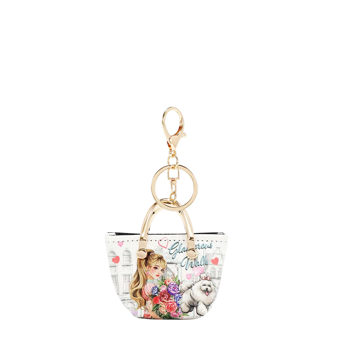 NK20385 GLAMOROUS WALK-WHITE MINI MONEDERO LLAVERO
