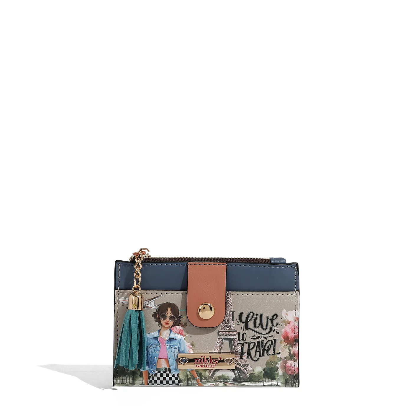 TARJETERO Y MONEDERO MINIMALISTA NK22516 I LIVE TO TRAVEL