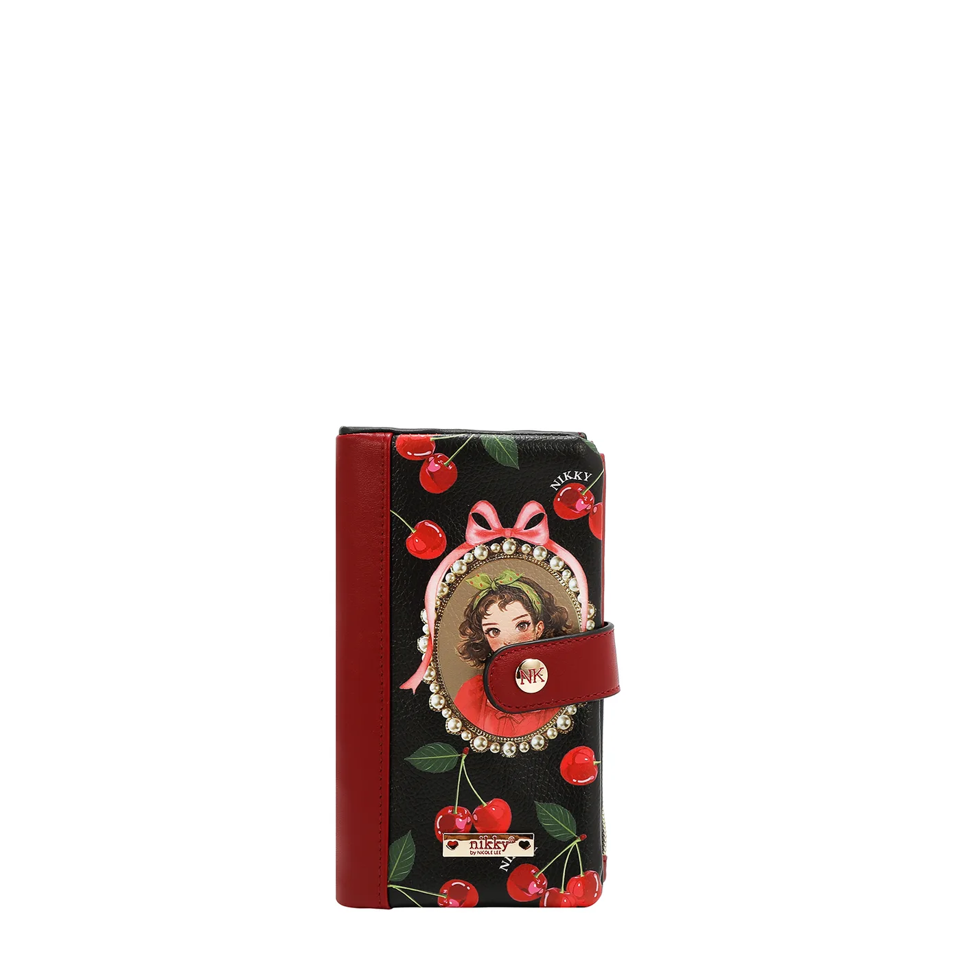 NK22520 CHERRY LIPS BLACK BILLETERA DOBLE BANDA