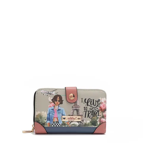 NK22522 BILLETERA DE EMBRAGUE I LIVE TO TRAVEL
