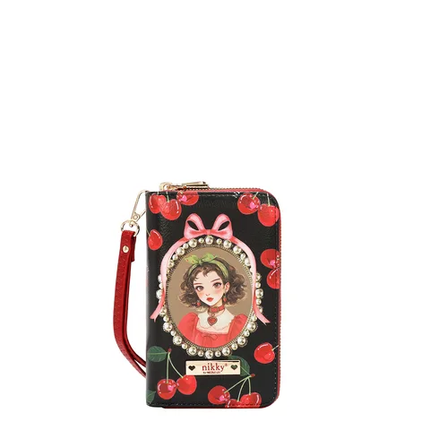 BILLETERA DOBLE CIERRE MEDIANA NK24003 CHERRY LIPS BLACK