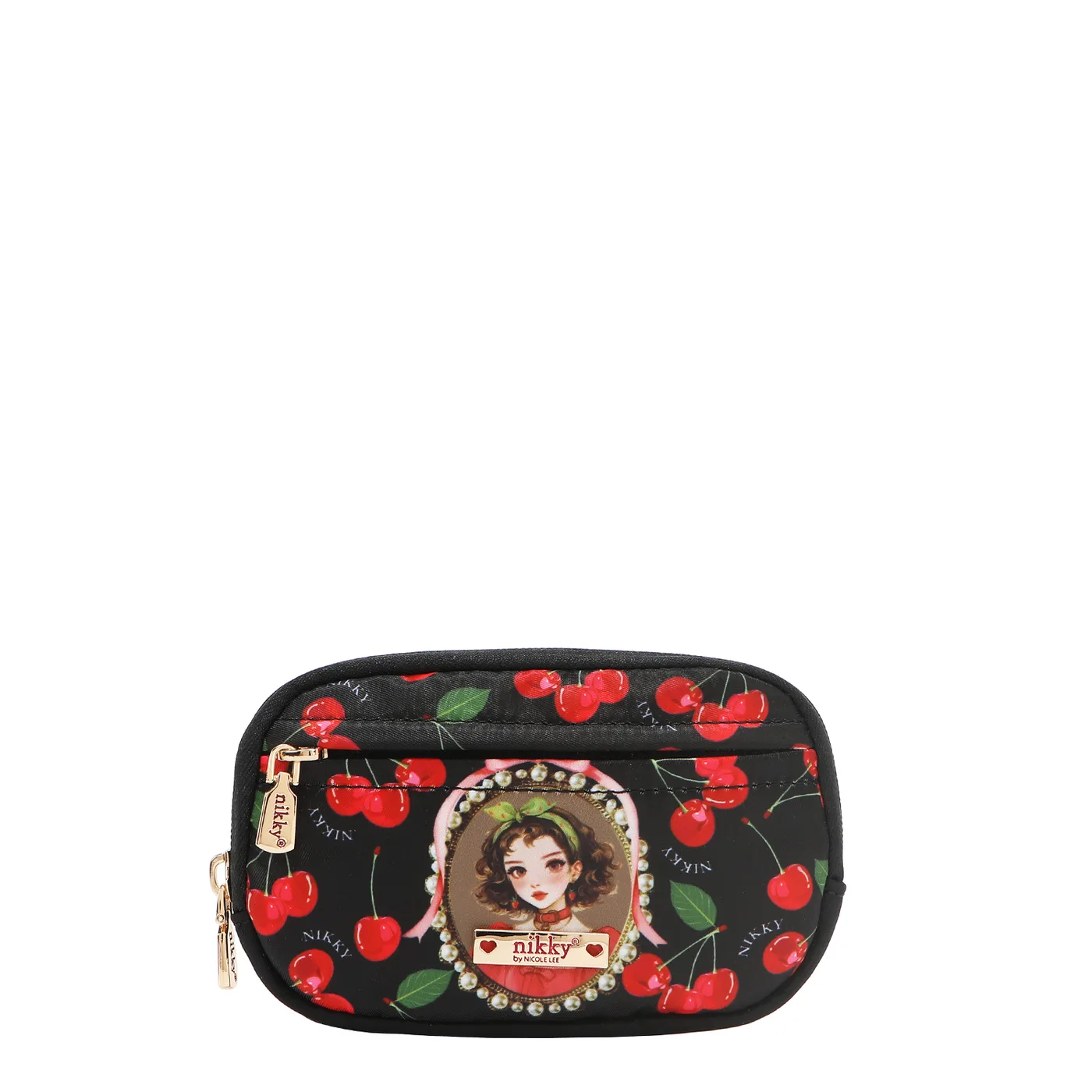 NK25003 CHERRY LIPS BLACK MINI CARTERA PORTATIL CON LLAVERO