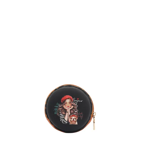 MONEDERO SILICON CIERRE MACARON NK25009 EIFFEL DREAMS- BLACK