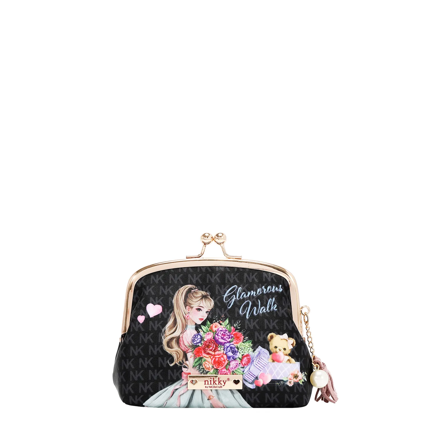 NK25031 GLAMOROUS WALK-BLACK MONEDERO CON CIERRE DE BESO