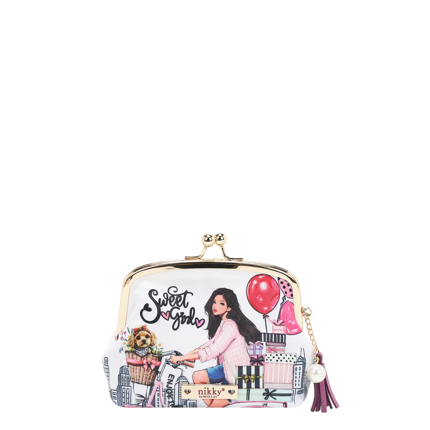 NK25031 MONEDERO CON CIERRE DE BESO BLANCO SWEET GIRL