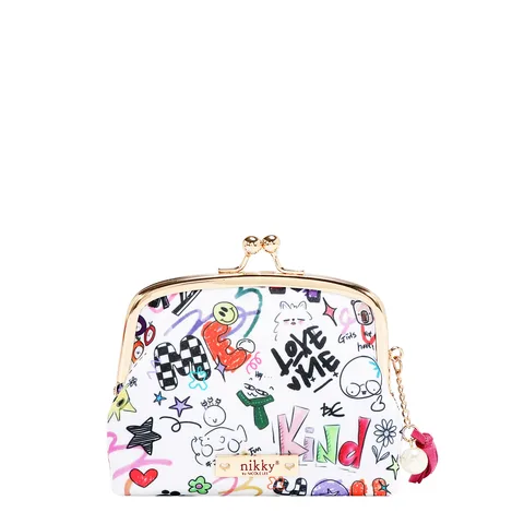 NK25031 JUST FOR FUN-WHITE MONEDERO CON CIERRE DE BESO