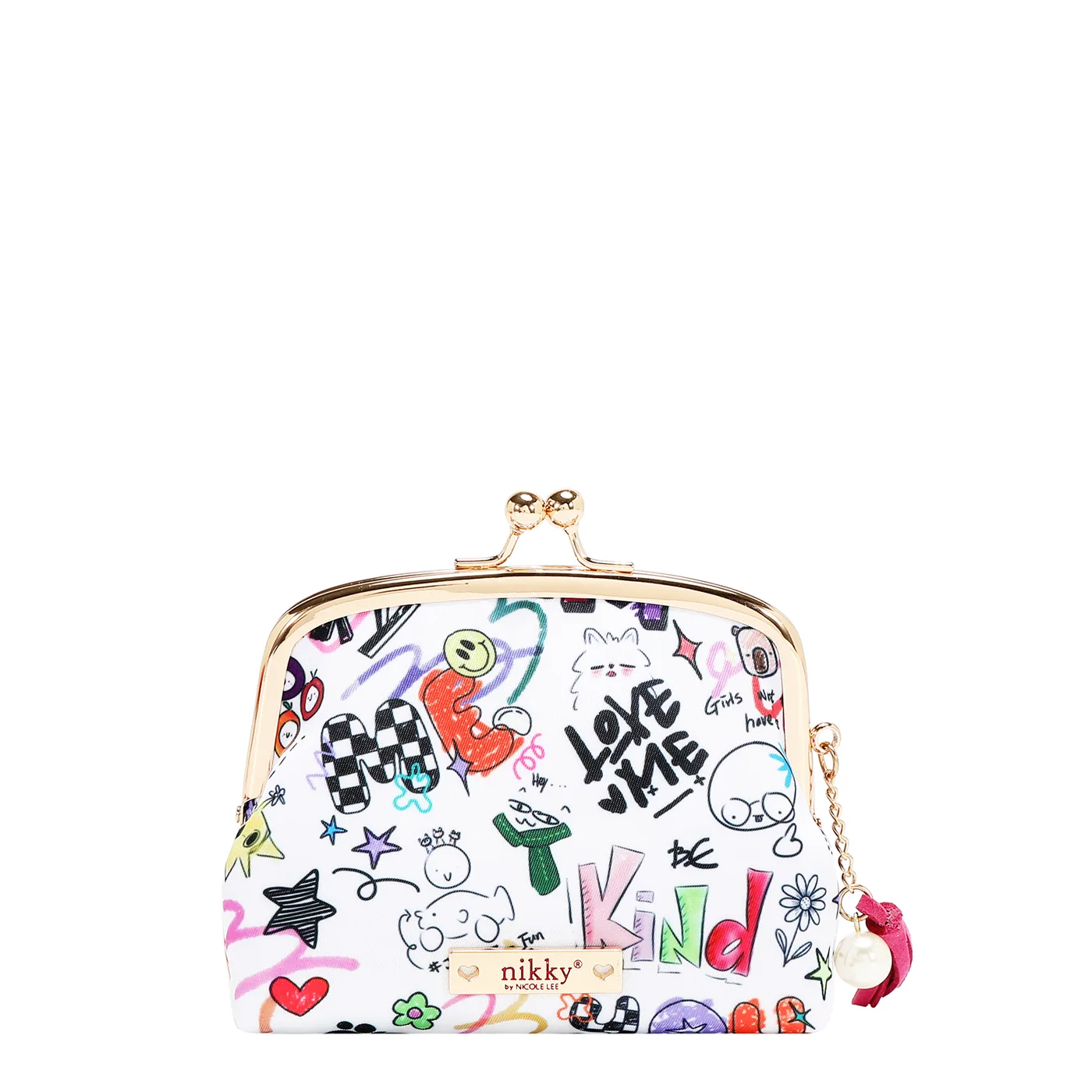 NK25031 JUST FOR FUN-WHITE MONEDERO CON CIERRE DE BESO