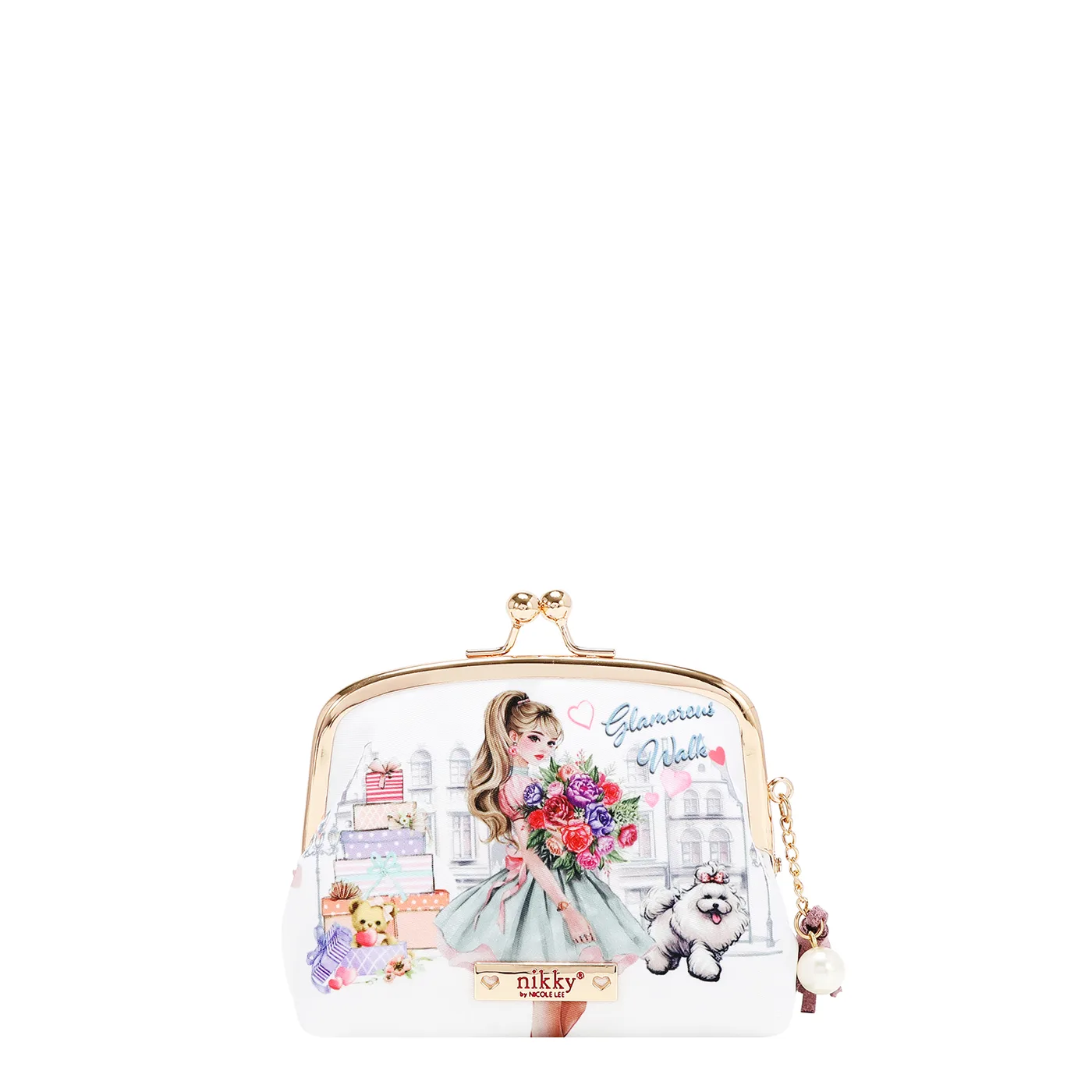 NK25031 GLAMOROUS WALK-WHITE MONEDERO CON CIERRE DE BESO