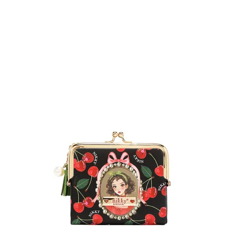 NK25033 CHERRY LIPS BLACK BILLETERA PLEGABLE Y COMPACTA