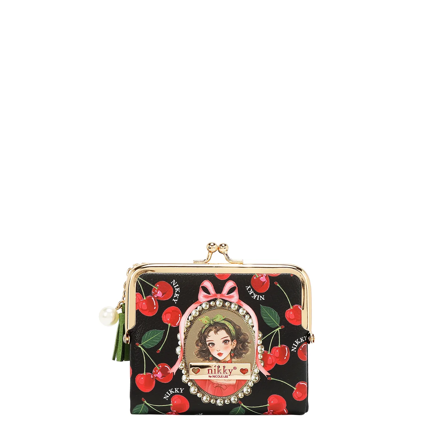 NK25033 CHERRY LIPS BLACK BILLETERA PLEGABLE Y COMPACTA