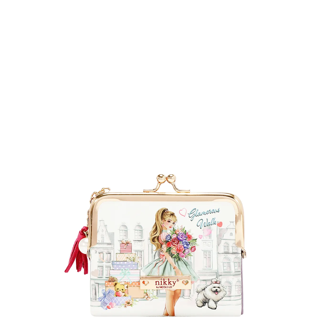 NK25033 GLAMOROUS WALK-WHITE BILLETERA PLAGABLE Y COMPACTA