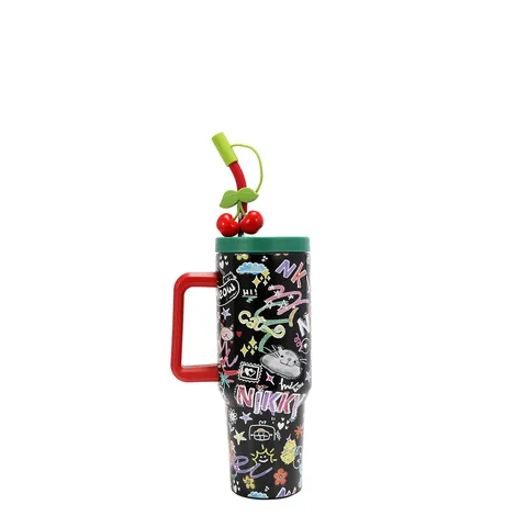 NK25045 JUST FOR FUN-BLACK TAZA TERMICA CON AGARRADERA