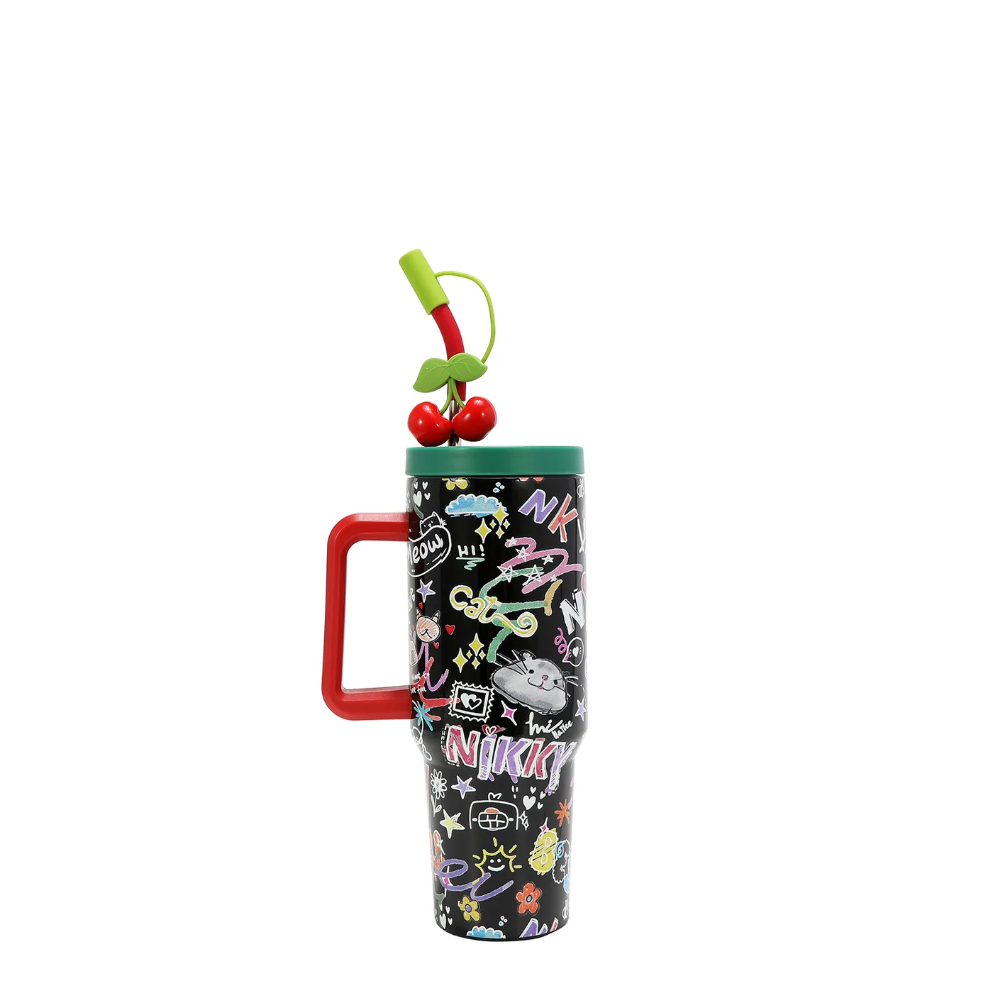 NK25045 JUST FOR FUN-BLACK TAZA TERMICA CON AGARRADERA