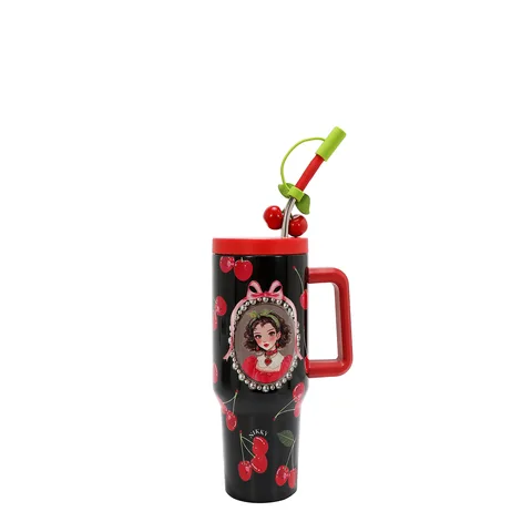 NK25045 TAZA TERMICA CON AGARRADERA CHERRY LIPS BLACK
