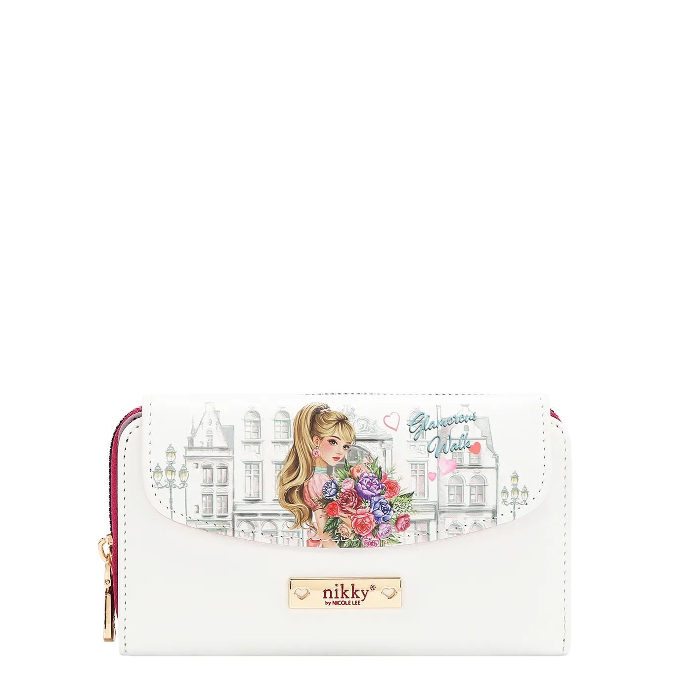 NK25051 GLAMOROUS WALK-WHITE BILLETERA MEDIANA DE GRAN CAPACIDAD