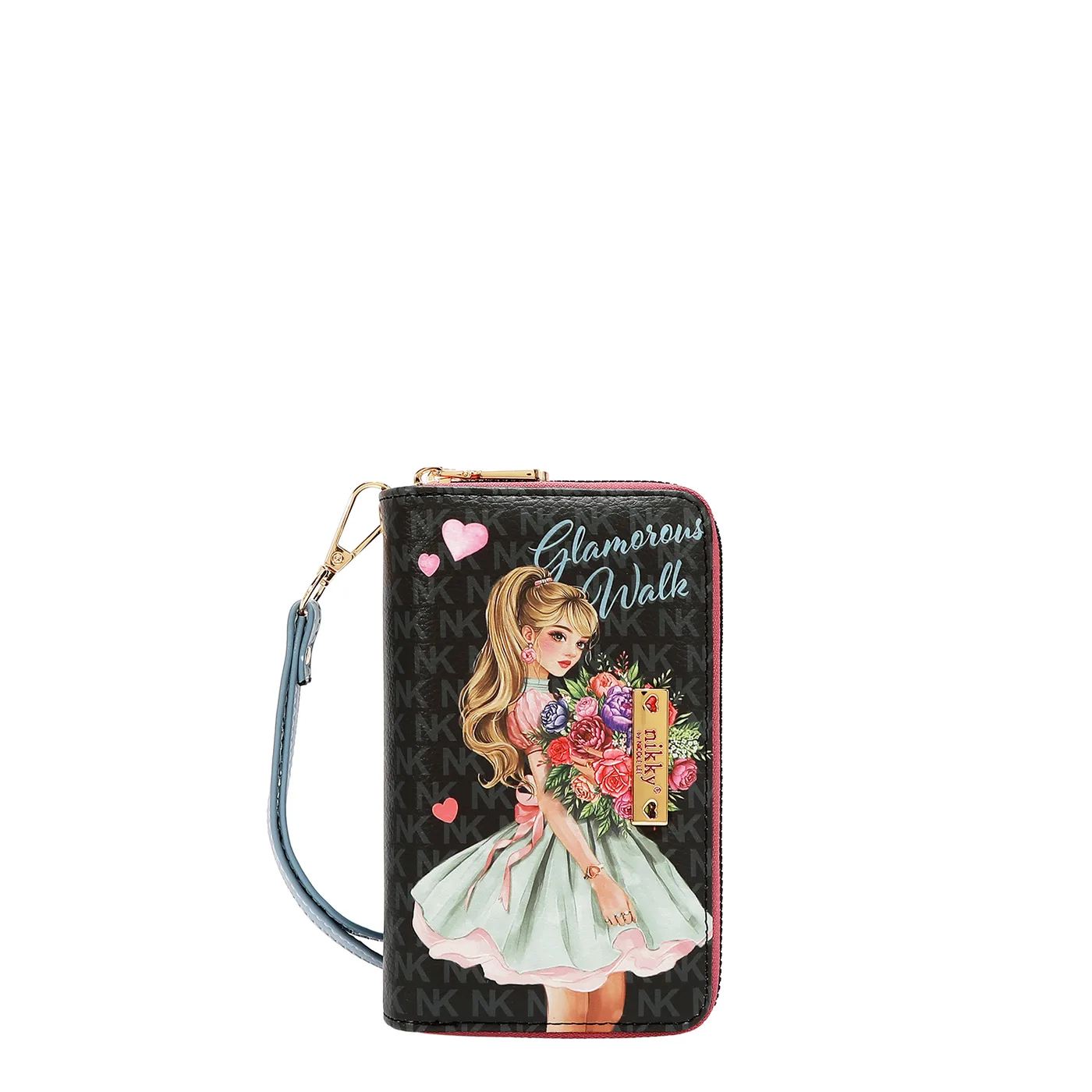 NK25053 GLAMOROUS WALK-BLACK MONEDERO CON CREMALLERA Y ASA DE MUÑECA