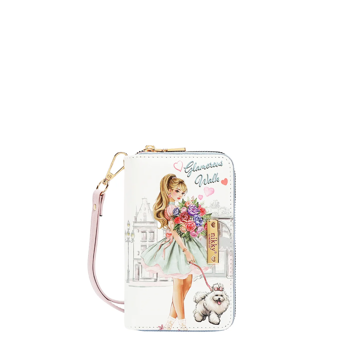 NK25053 GLAMOROUS WALK-WHITE MONEDERO CON CREMALLERA Y ASA DE MUÑECA