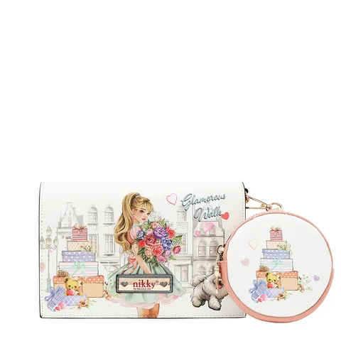 NK25057 GLAMOROUS WALK-WHITE CROSSBODY CON MONEDERO REDONDO
