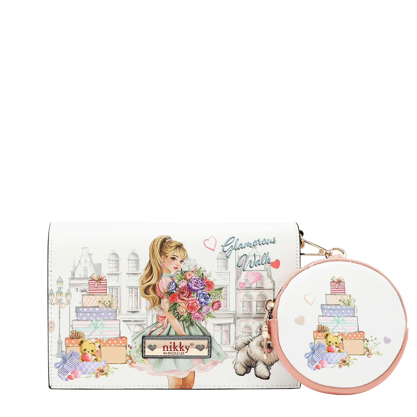 NK25057 GLAMOROUS WALK-WHITE CROSSBODY CON MONEDERO REDONDO